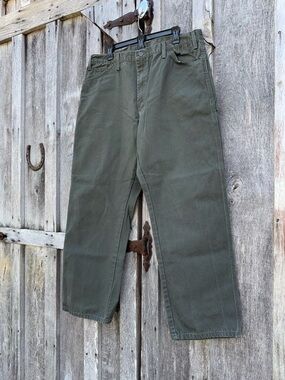 Dickies Men's Olive Green Carpenter Pants 38x32 Relaxed Fit Heavy Duty Fabric